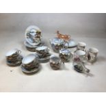 A vintage Japanese Lithophane Geisha Girl tea set with other ceramics