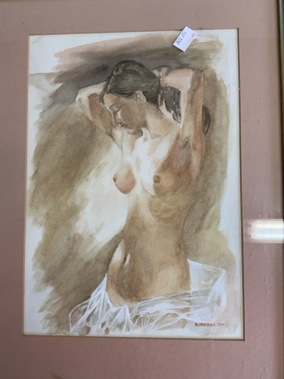 Russell Flint prints (2) a charcoal drawings by Martin Weiland and two watercolours of naked ladies. - Image 3 of 8