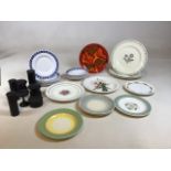 A Poole pottery plate, a Clarice Cliff Radish plate, Susie Cooper plates, Bristol pottery plates and