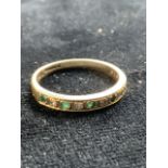 18ct gold half eternity ring with alternate diamonds and emeralds. Ring size Q. Total weight 3gm