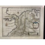 Willelm Janszoon (1571-1667) map of Granda hand coloured. W:49cm x H:37.5cm