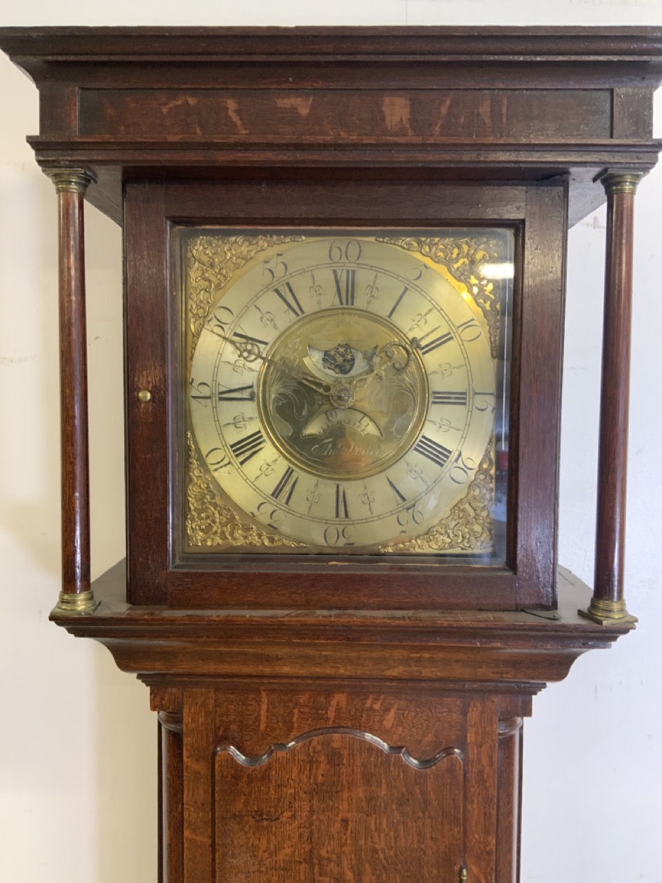 A Thomas Lister Georgian oak longcase clock with weight and pandulum. Brass face with later but - Bild 2 aus 8