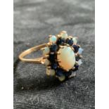 9ct sapphire and opal ring. Size 9.75