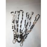 6 Fijian shell and black ball nut necklaces. Longest approx 128cm