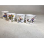 Four Shelley Mabel Lucy Attwell mugs depicting four different scenes and rhymes
