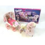 Barbie Crystal horse and carriage doll set, dated 1992. With box. Folding carriage roof. In good