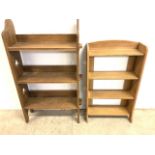 Two sets of arts and crafts style oak book shelves