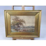 Framed original watercolour by Thomas Baker (1809 - 1864) known as â€˜Landscape Bakerâ€™. Signed and