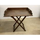 An early twentieth century Butlers tray and stand also with folding table W:74cm x D:49cm x H:80cm