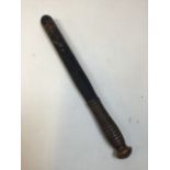 Victorian policemans truncheon. Remnant of VR seal to body. Ribbed handle. Fair condition, nicely