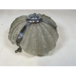 An Art Deco moulded glass and chrome ceiling light W:34cm x H:20cm
