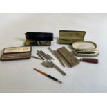 A collection of pens and white metal pencils - includes Conway Stewart, Cross Parker and others