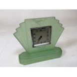 A Green moulded glass Art Deco clock 1930s.
