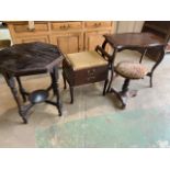 Assorted furniture piano stools and ocassional tables.