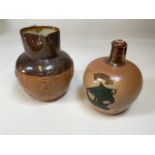 A vintage Doulton Lambeth harvest jug also with a Doulton Lambeth Highland Whisky Flagon