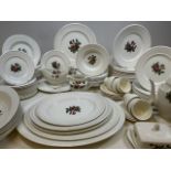 A Wedgwood Moss Rose Dinner Service includes 14 side plates, 6 x 32cm very large dinner plates, 10