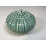 A twentieth celadon green Chinese pumpkin pot W:21cm x H:13cm