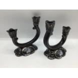 Pair of Portuguese candle holders. Good condition. Candle nozzle diameter = 2.5cm.