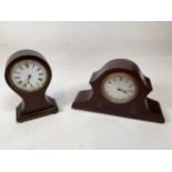 An Edwardian mahogany Ballon mantle clock with outline string in W:12cm x H:20cm also with an 8