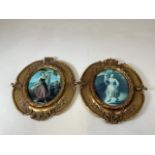 A pair of decorative ornately frames prints W:37cm x H:42cm