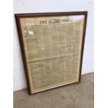 Framed Times of London newspaper from October 23rd 1935, with births, deaths and marriages etc. good