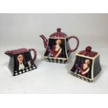 Late 20th century 3 piece tea set with 1920s period decor. Good condition.