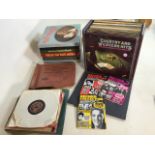 Quantity of 33rpm and 78rpm vinyl records, mostly country and western, some classical. Folio of