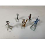 a vintage hand made glass band. Styled as animals - 5 figures in total H:9cm Elephant