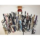 Box of 80+ watches, including gents, ladies and childrenâ€™s. AF, some loose straps.