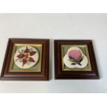 A pair of frame ceramic plaques in Moorcroft style W:12cm x H:12cm Frame dimension s