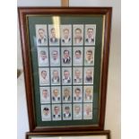 Cricketing interest - framed and glazed Players cigarette cards of Cricketers, a pair of signed