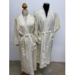 Four figured silk kimonos in 2 different patterns - size large