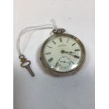 Pocket watch in hallmarked silver case. Marked A. W.W. Co, Waltham of Massachusetts. Birmingham