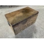 A vintage pine tool chest and tools. W:64cm x D:36cm x H:34cm