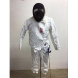 Quantity of fencing uniform, to include Allstar Helmet, Leon Paul jacket, Allstar Plastron under arm