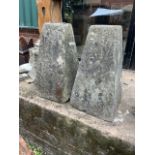 A pair of large stadle stones, reconstituted stone. H:62cm