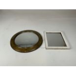 A vintage convex mirror W:33cm with one others