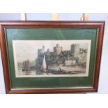 Harry G Walker. Coloured etching of Conway Castle. Signed artists proof exhibited at the Royal