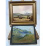 Two 20th century oils on board. One signed Futcher of Old Winchester Hill and the other initialled