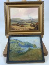 Two 20th century oils on board. One signed Futcher of Old Winchester Hill and the other initialled
