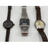 Assorted vintage watches, 7 total and a small diameter enamel clock face. Pulsar Y651-5001