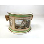 A Derby Bough pot attributed to John Brewer circa 1800. Landscape scene painted to front and sides