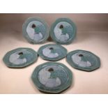 A set of six Swedish stoneware plate by Hoganas Keramik - Leda och Svanen by Ake Arenhill. Circa