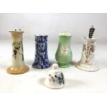 5 vintage ceramic hat pin stands. Good condition.