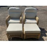 A pair of modern Desser and co ltd conservatory chairs stools. Seat height H:50cm