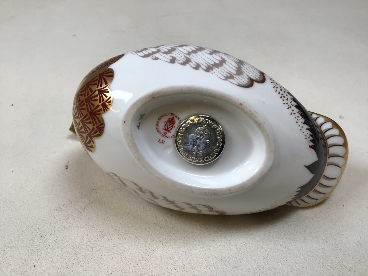 Royal Crown Derby paperweights of birds, includes three ducks and two birds. With silver and gold - Bild 7 aus 13