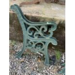 A pair of painted bench ends. W:58cm x H:48cm