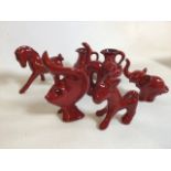 Vintage Pfrontner Keramik West German pottery animals also with two jugs. Includes, horse, donkey,