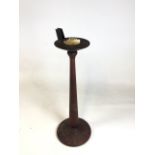 A pokerwork smoking stand decorated with cherries - ceramic ashtray decorated with windmill - signed