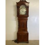 A very large mahogany moon phase longcase, grandfather clock. J.J.Reese Port Madoc. Hand painted